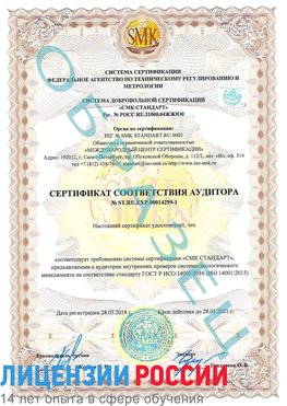 Образец сертификата соответствия аудитора №ST.RU.EXP.00014299-1 Кировск Сертификат ISO 14001